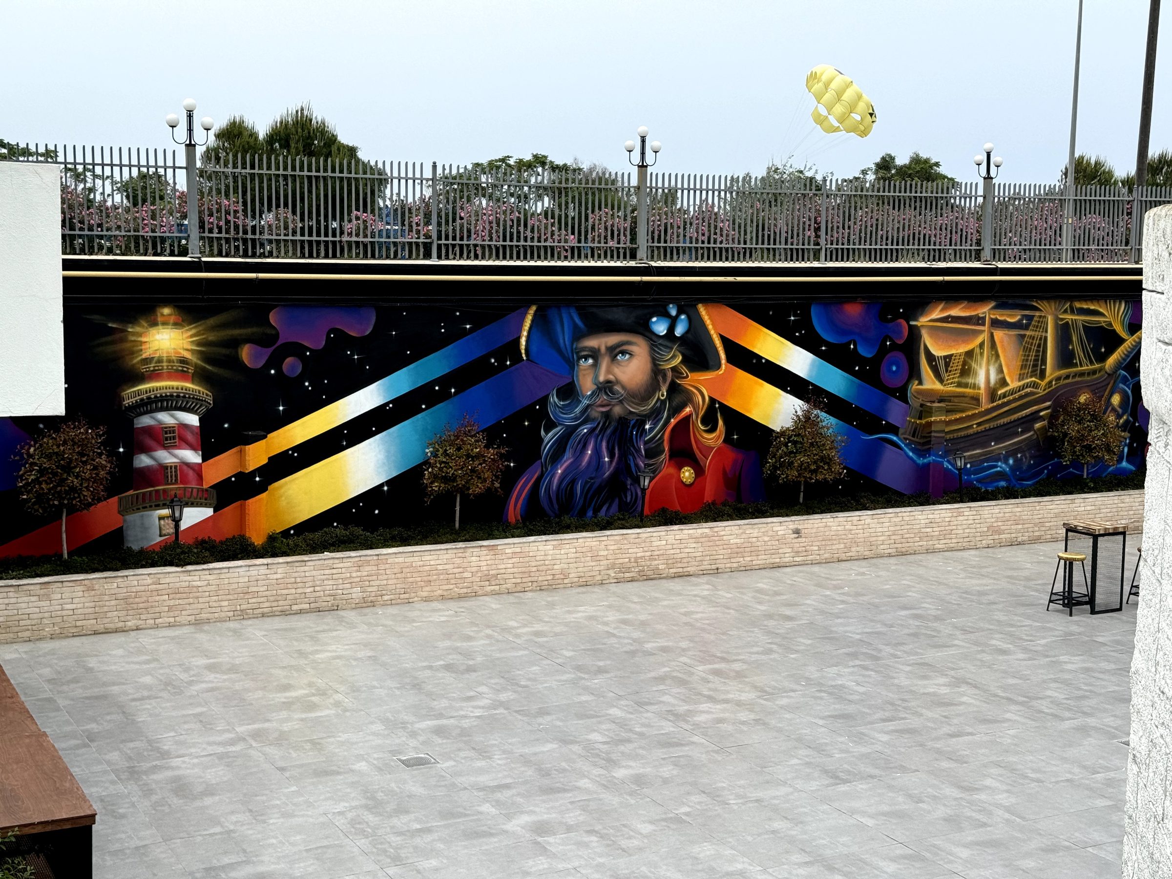Large-scale hospitality mural by Asil Argun at Nirvana Admiral in Turkey